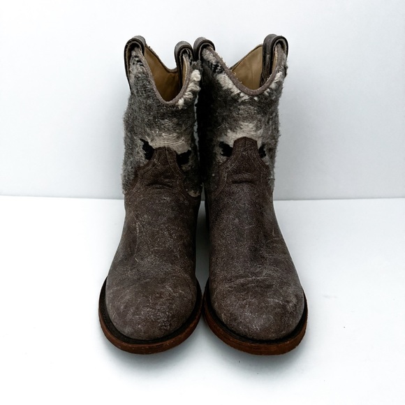 Stetson Sandia Serape Aztec Textile Western Leather Ankle Round Toe Boots - Picture 2 of 6